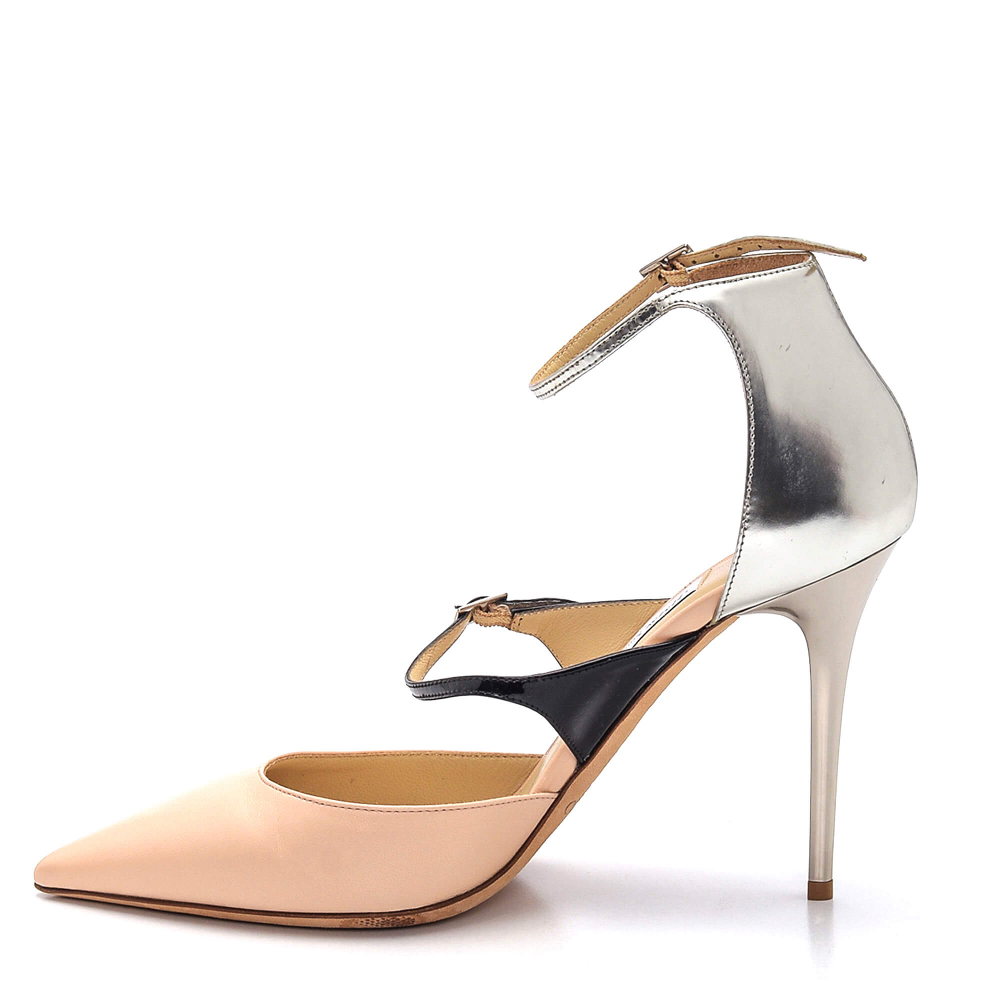 Jimmy Choo - Tri Color Powder Pink Leather Ankle Strap Sunday Pumps /38